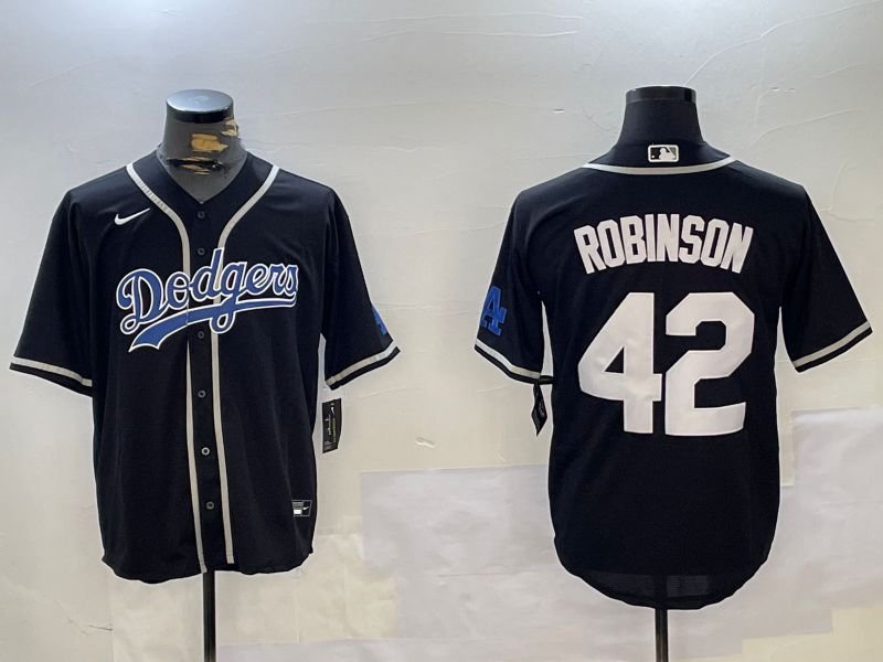 Men Los Angeles Dodgers #42 Robinson Black Game 2024 Nike MLB Jersey style 1120->los angeles dodgers->MLB Jersey